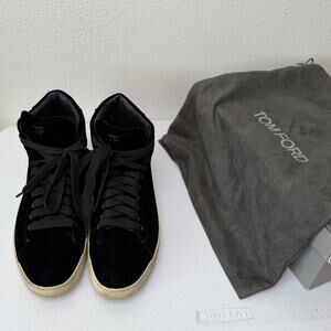 Tom Ford Black Suede High Top Sneakers Size EU 44